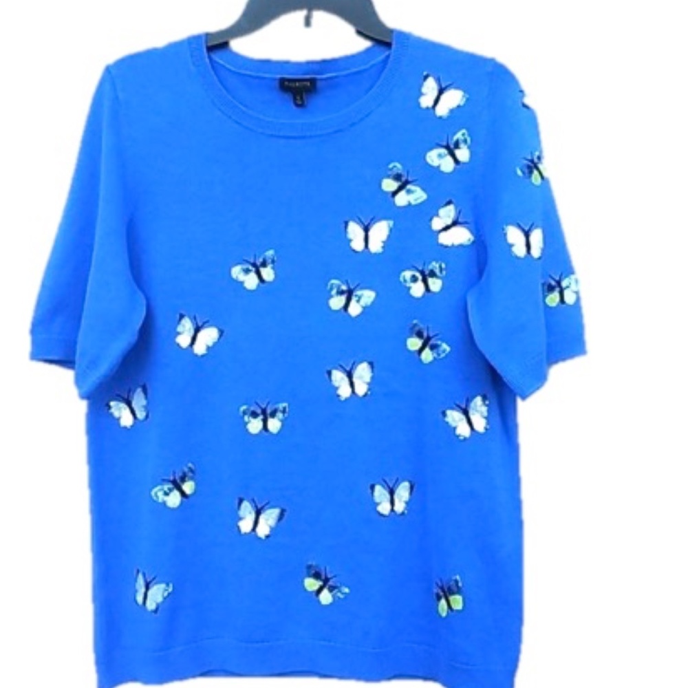 Blue Knit Sweater with Butterfly Sequins Size L